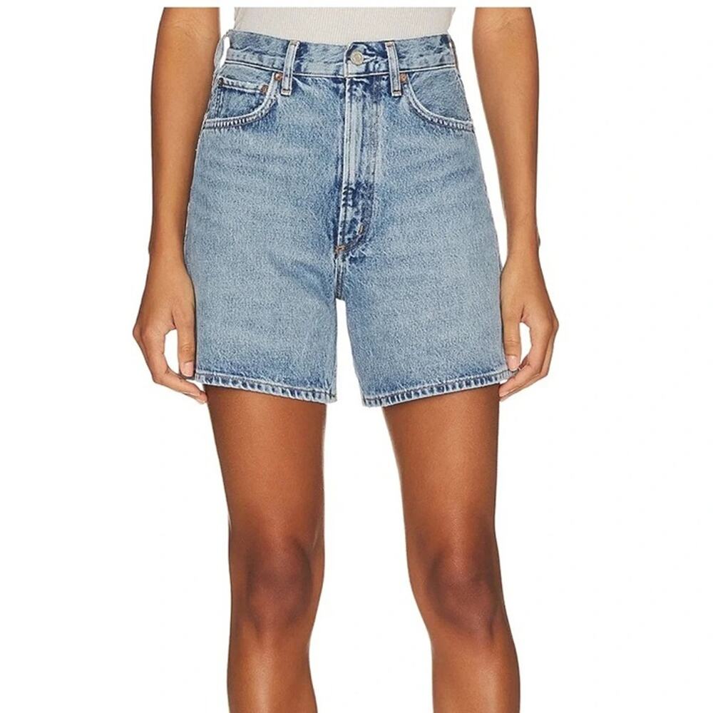 AGOLDE Stella High Rise Short Agreement Distressed Denim Cutoff Jeans Size 27